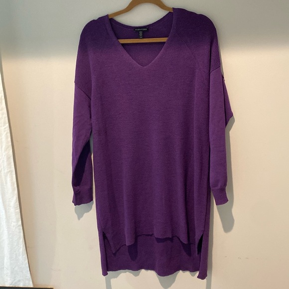Eileen Fisher Women's Cowl Neck Tunic Top Purple Size Small